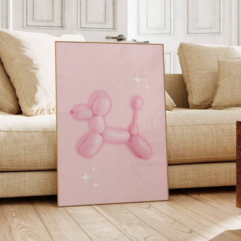 Y2K Pink Balloon Dog Wall Art Prints