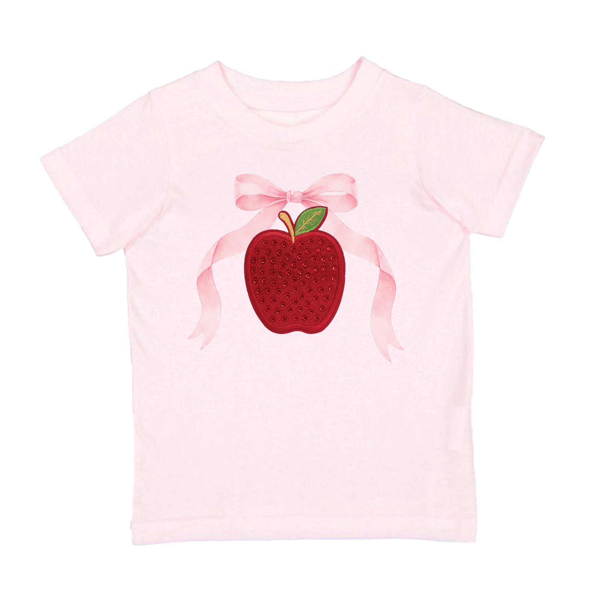 Apple Rhinestone Patch Short Sleeve T-Shirt