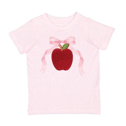 Apple Rhinestone Patch Short Sleeve T-Shirt