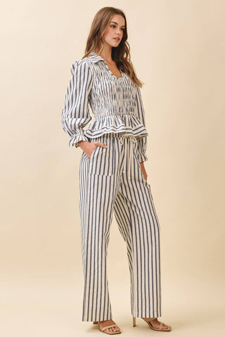 Vertical Stripes Wide Leg Pants