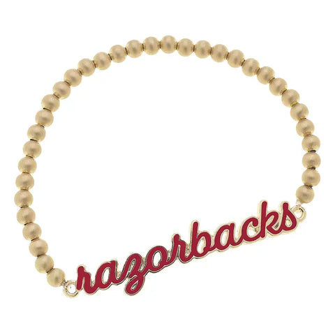Arkansas Razorbacks Enamel Script Stretch Bracelet