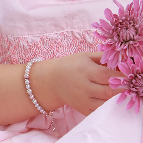 Girls Sterling Silver Pearl Baby Bracelet