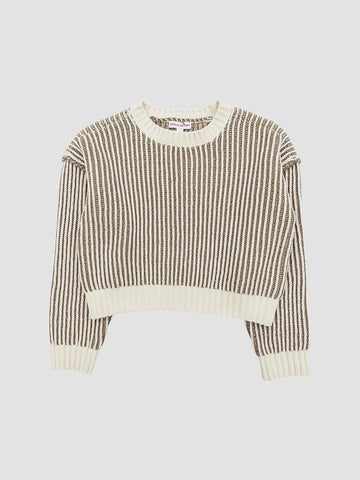 Girl's Striped Rib Knit Sweater