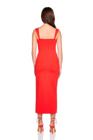 Susana Monaco | Angle Strap Slit Dress in Flame