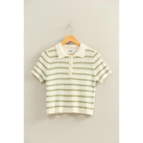 Short Sleeve Striped Knit Top