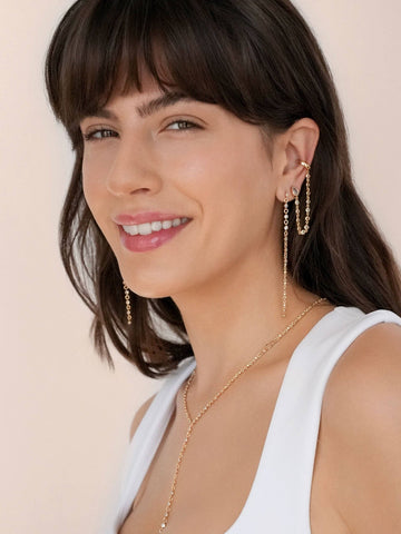 Ear Cuff Crystal Chain Stud