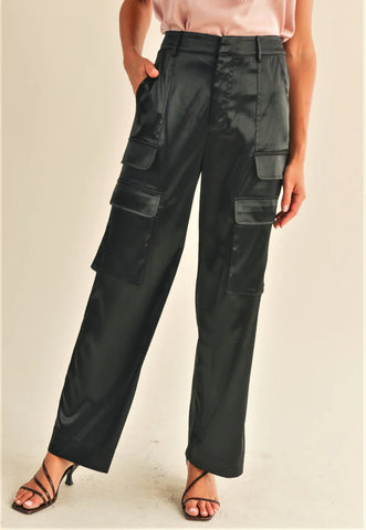 Reset By Jane Cassie Satin Cargo Pants