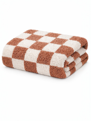 Phufy® Bliss Checkerboard Blanket, Nutmeg