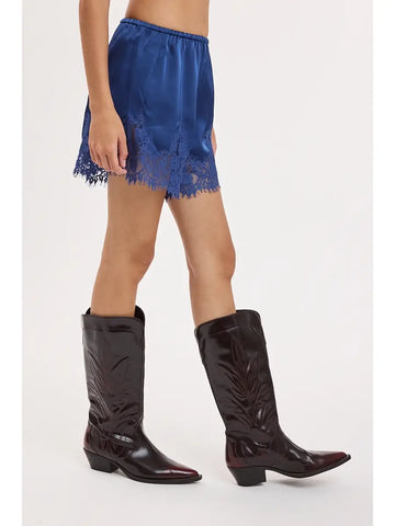 Shiny Solid Color Lace Down Dressy Shorts
