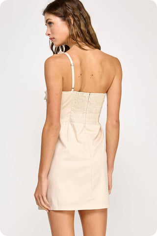 Knotted Flower Bow Mini Dress