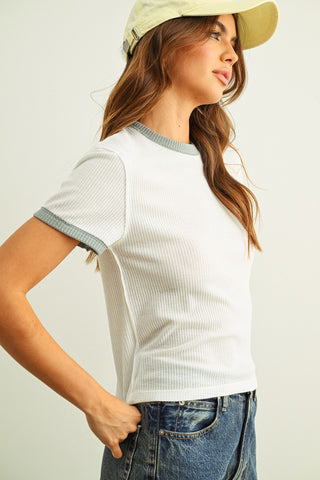 Color Combo Waffle Fabric Top