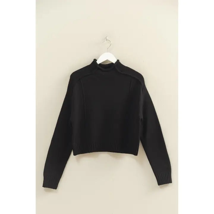 Mock Neck Ribbed Sweater