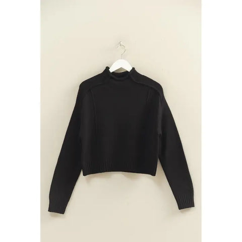 Mock Neck Ribbed Sweater