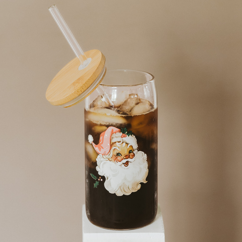Vintage Santa Glass Can