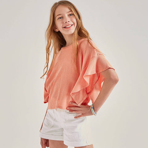 Good Girl |Ruffle Sleeves Loose-fit Crop Top