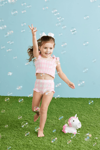 Mudpie | Girls Smocked Gingham Swimsuit