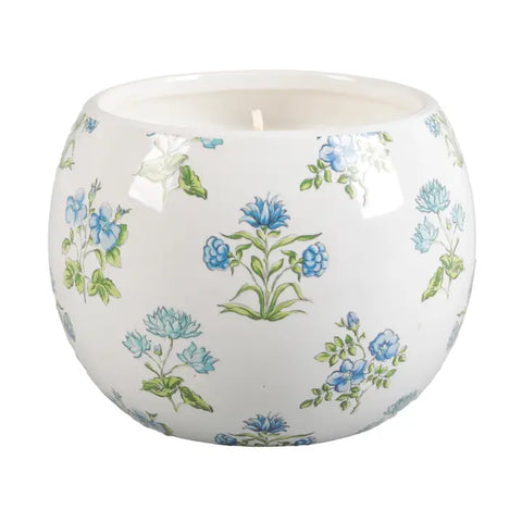 Garden Terrace Ceramic Blue Candle