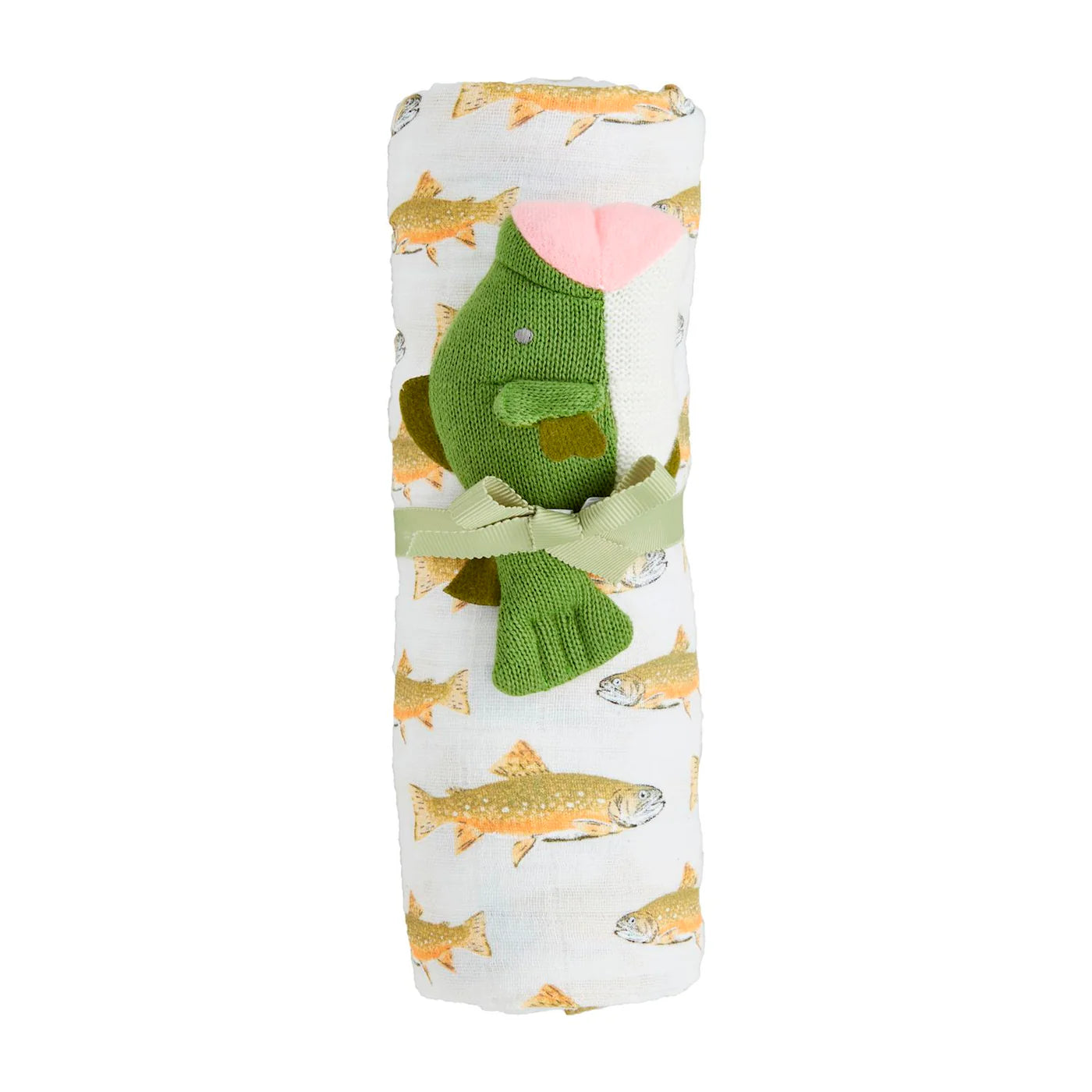 Mudpie | Fish Swaddle & Rattle Set