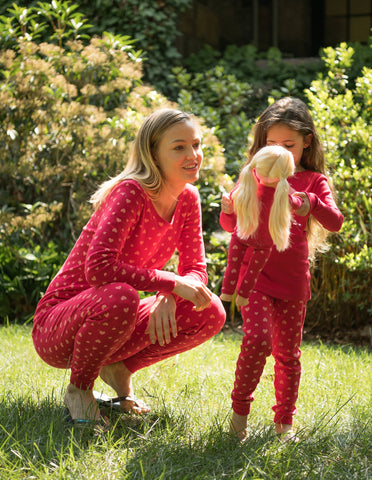 Kids Girl & Doll Cotton Hearts Pajama for Valentine's Day