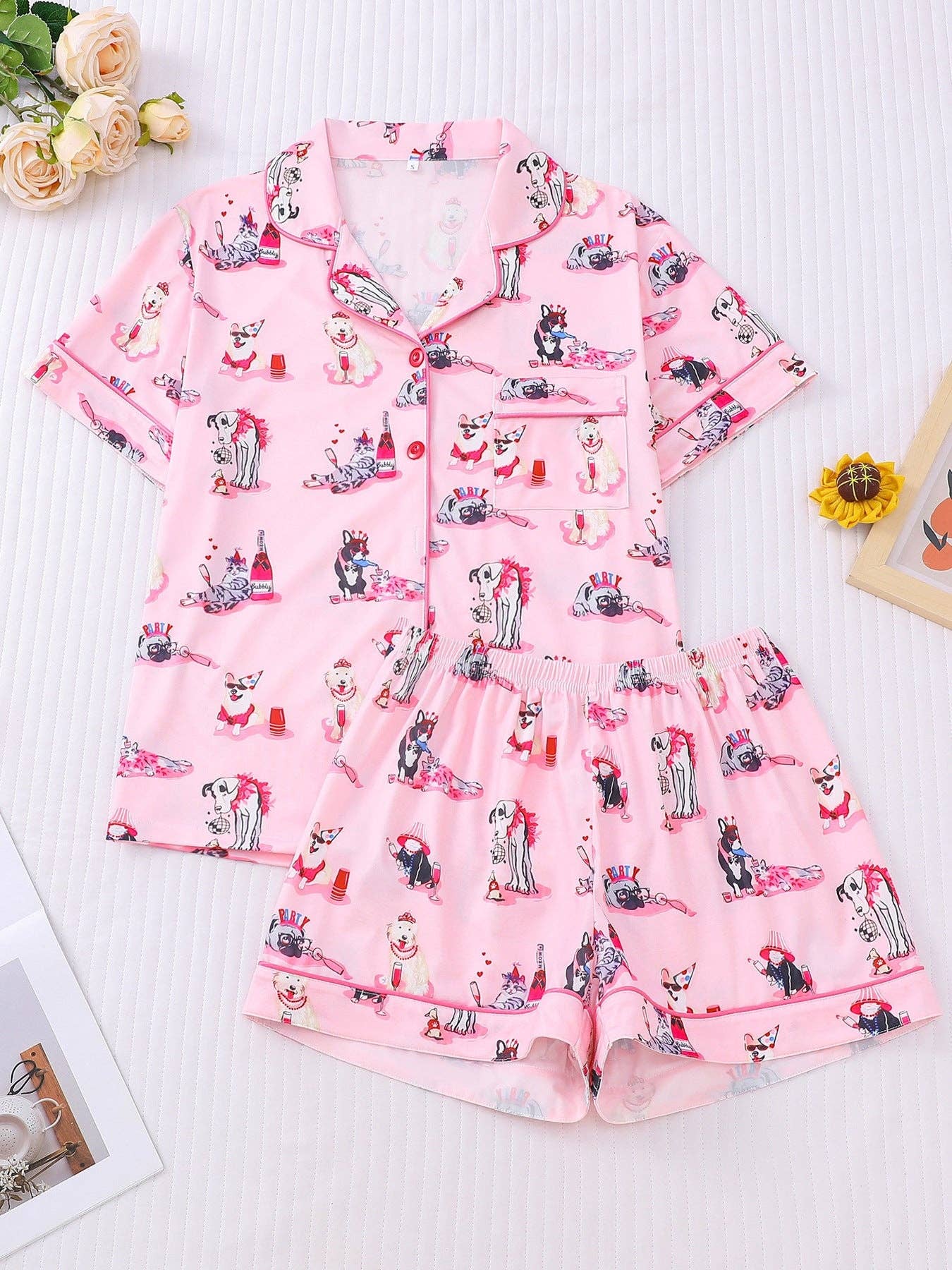 Party Animal Pattern Pajama Set
