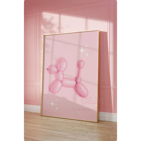 Y2K Pink Balloon Dog Wall Art Prints