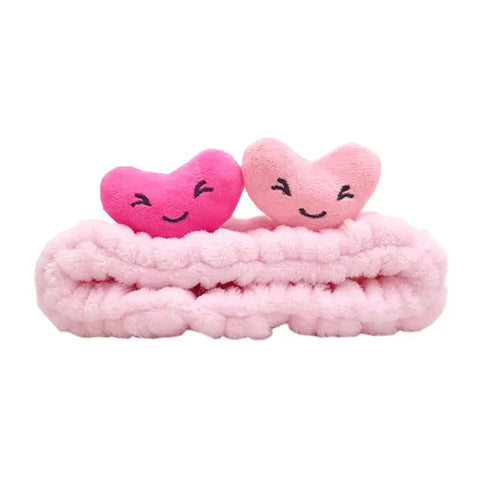 Pink Heart Plush Headband