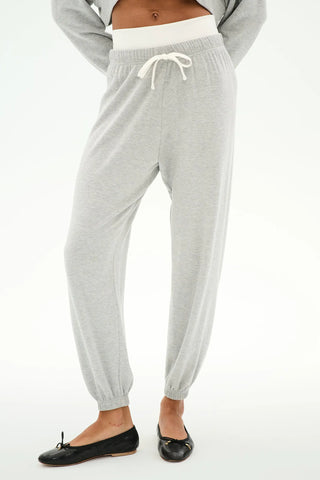Splits59 | Andie Dual Waist Sweatpant in Heather Grey/White