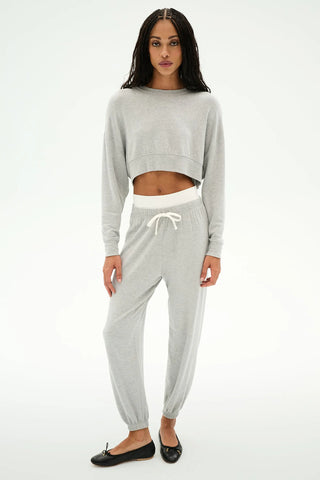Splits59 | Andie Dual Waist Sweatpant in Heather Grey/White