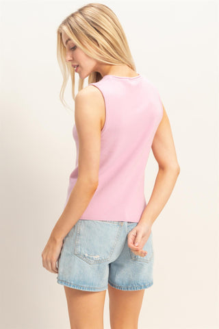 Ribbed Crew Neck Tank Top