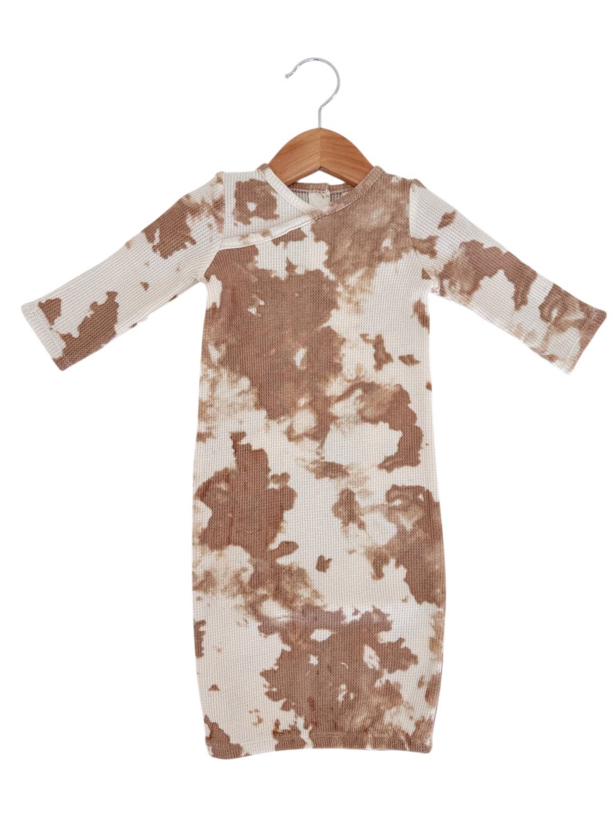Organic Waffle Gown, Almond Tie Dye