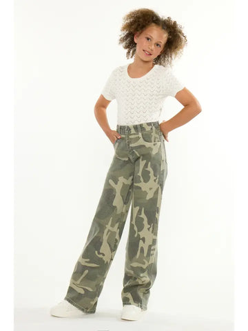 Kancan | Youth High Rise Camo Wide Leg