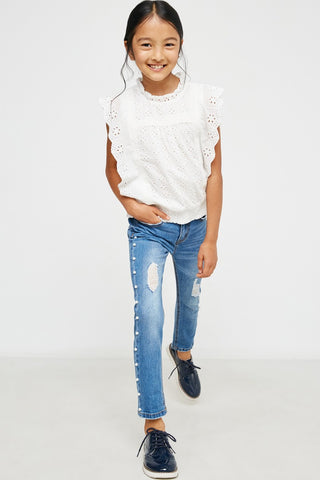 Hayden | Eyelet Ruffle Sleeve Top