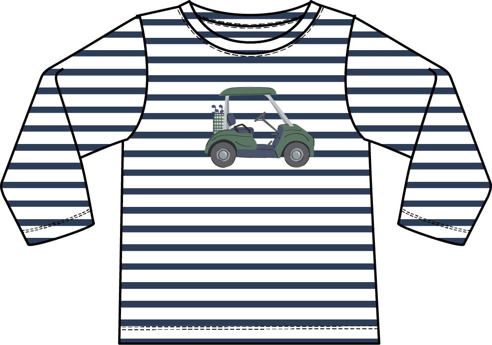 Golf - Long Sleeve Uni Shirt Green Golf Cart