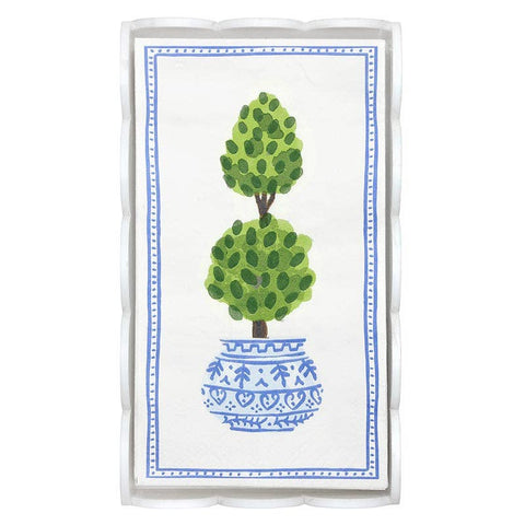 Acrylic Guest Napkin Tray + Napkins - Topiary