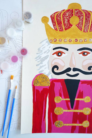 Nutcracker Paint by Number Kit with Glitter Paint RED HUES