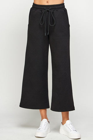 * Textured Cropped Wide Pant