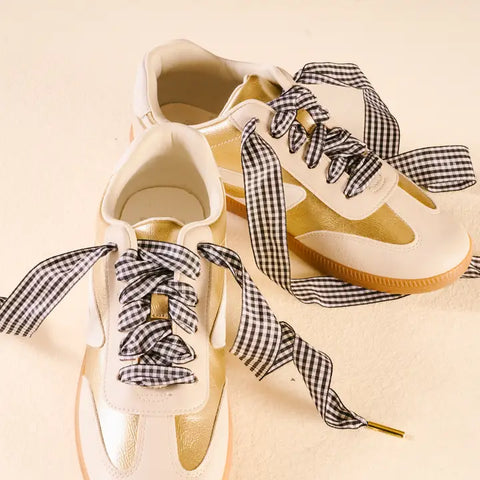 Gingham Black Shoe Laces