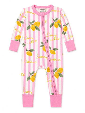 2-Way Zip Romper, Lemon Amore
