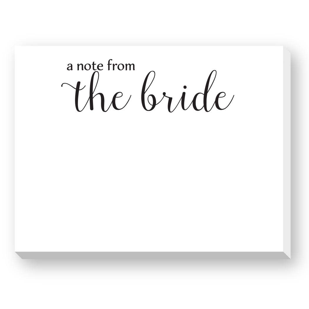 A Note From The Bride Note Pad