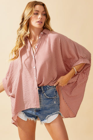 *Striped Oversized Button Down Shirt