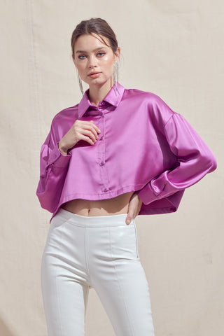 *Satin Cropped Shirt