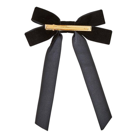 Bella | Velvet Bow Clip Set - White/Black
