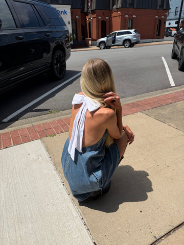 Halter Neck Sleeveless Denim Dress