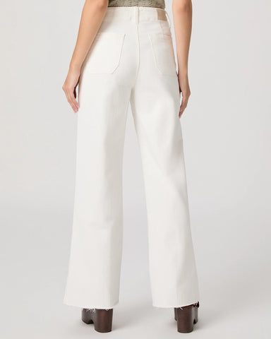 Paige | Anessa 31 inch Welt Utility Pocket Raw Hem in Tonal Ecru