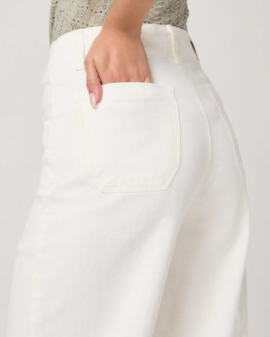Paige | Anessa 31 inch Welt Utility Pocket Raw Hem in Tonal Ecru