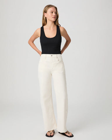 Paige | Arellia Skimmer with Outseam Panel in Cream Contrast