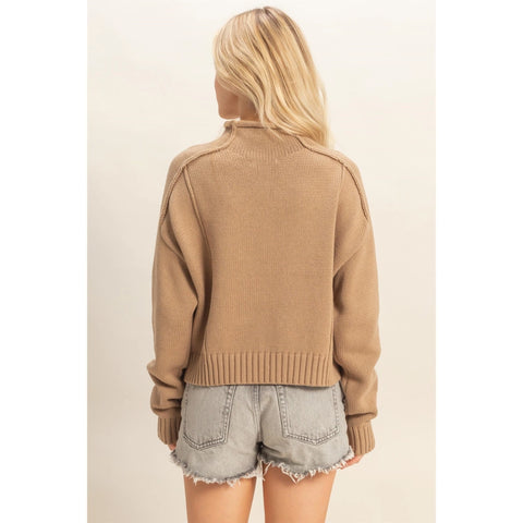 Mock Neck Ribbed Sweater