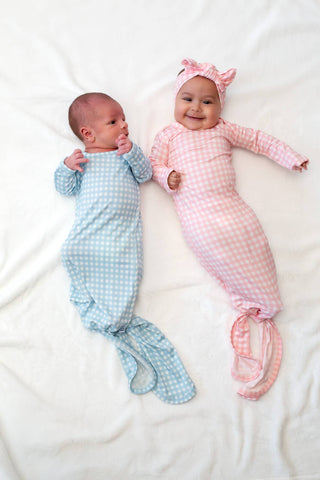 Pink Gingham (Spring/Easter) Knotted Infant Gown