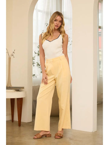 Pintucked Straight Leg Pants