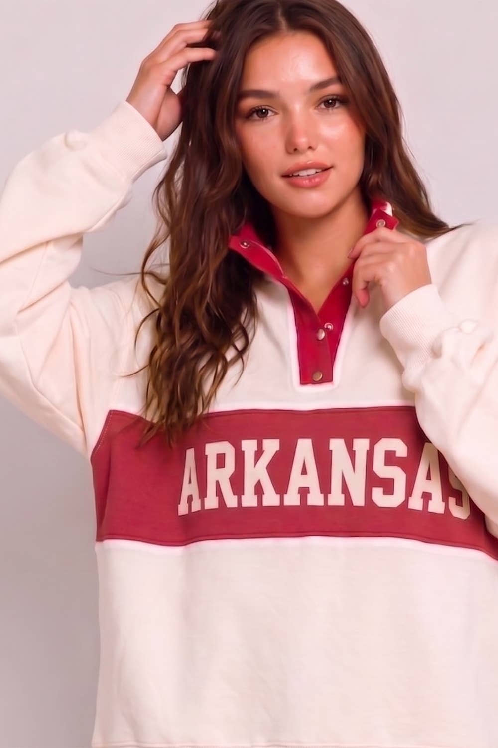 IT10027-AR | 'ARKANSAS' Varsity Snap-Placket Sport Pullover